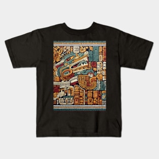 Mystical Echoes: Maya Art Revived in Vibrant Illustrations Kids T-Shirt